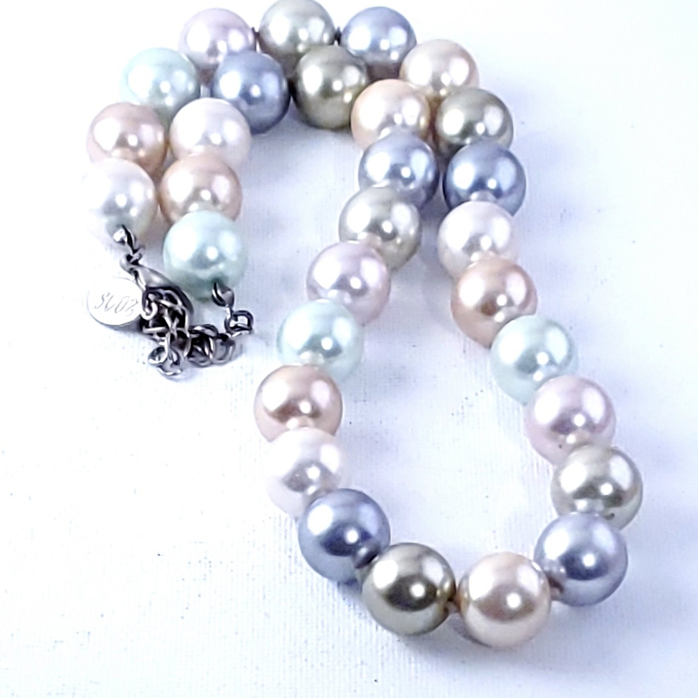KJL Kenneth Jay Lane 2009 Inaugural Ball Pastel Pearl Necklace 21” Rare